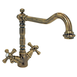 RUBINETTO LAVABO/CUCINA BELLE EPOQUE, BRONZATO, COMPLETO DI TUBETTI E FISSAGGI